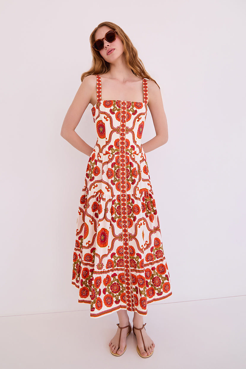 margarita midi dress Cara Cara Margarita Sleeveless Tiered Midi Dress