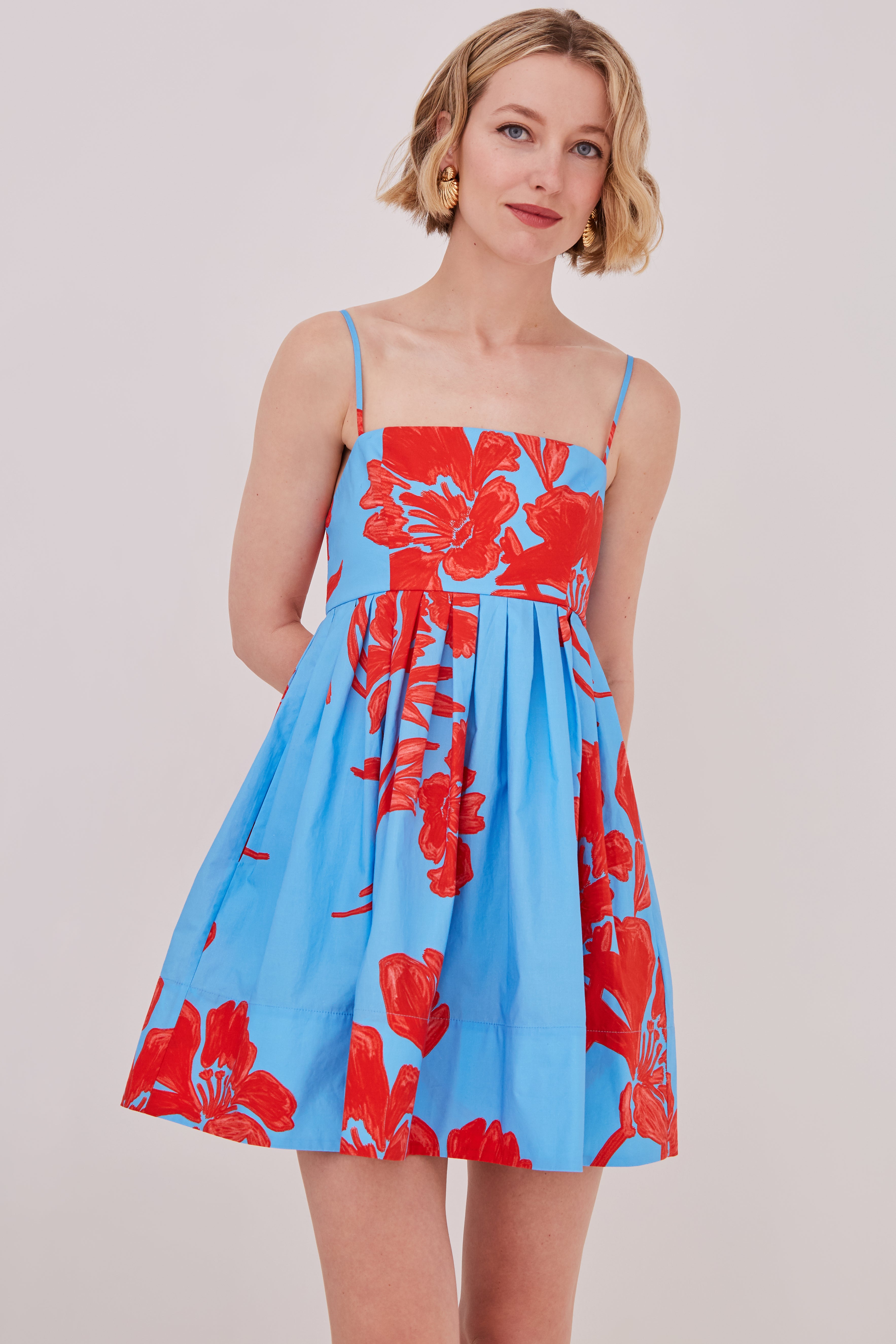 cara cara leo mini dress Cara Cara Leo Mini Dress | Blue/Floral | Size XXS