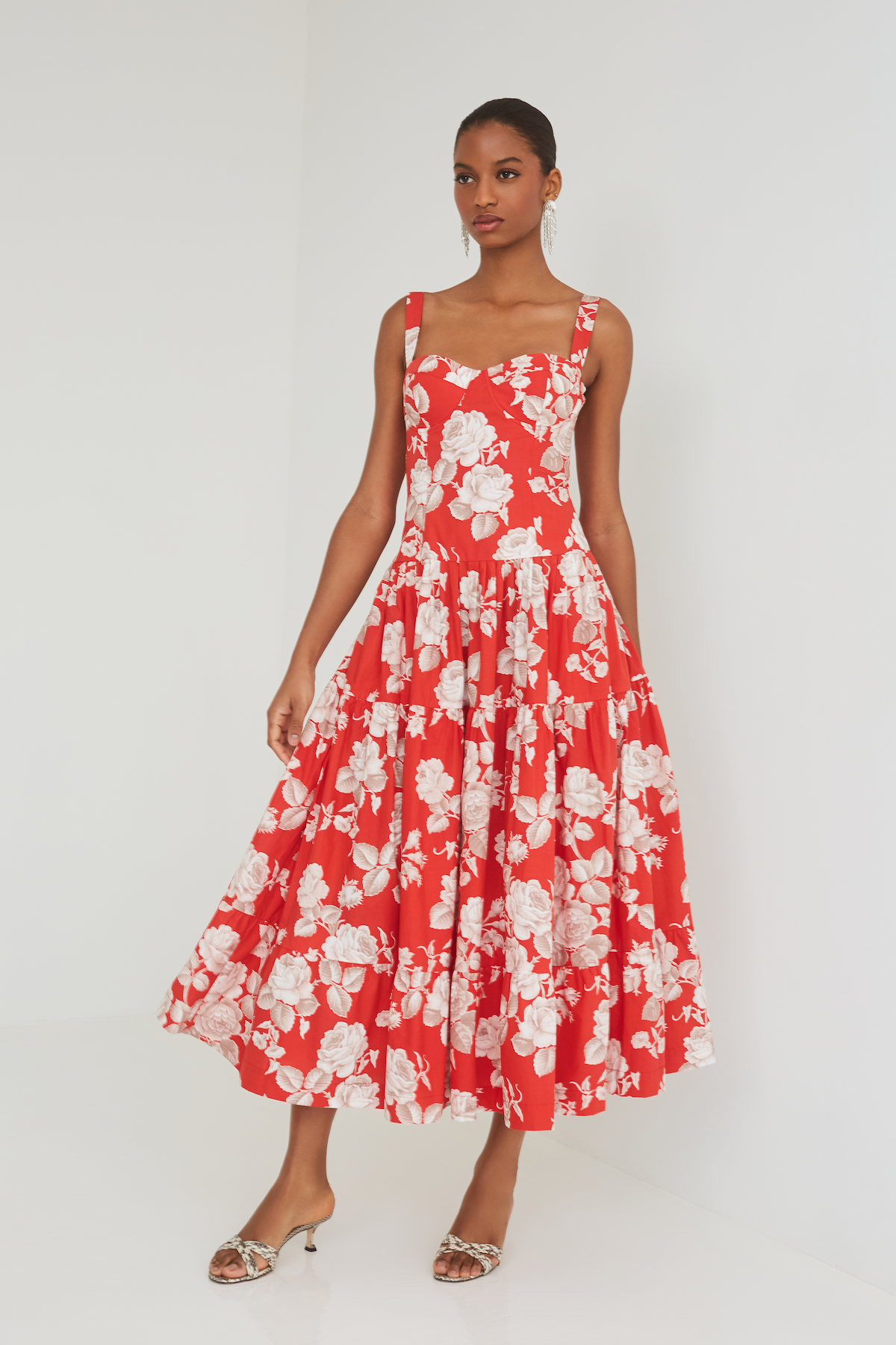 Cara Cara Santiago Midi Dress 00 / Rosebud Red Cara Cara Santiago Midi Dress 00 / Rosebud Red