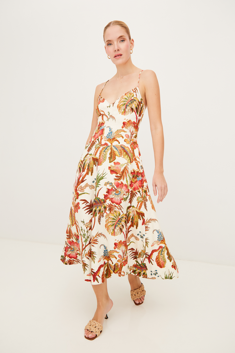 chara floral fit & flare midi dress ALICE + OLIVIA Chara Floral Fit & Flare Midi-Dress