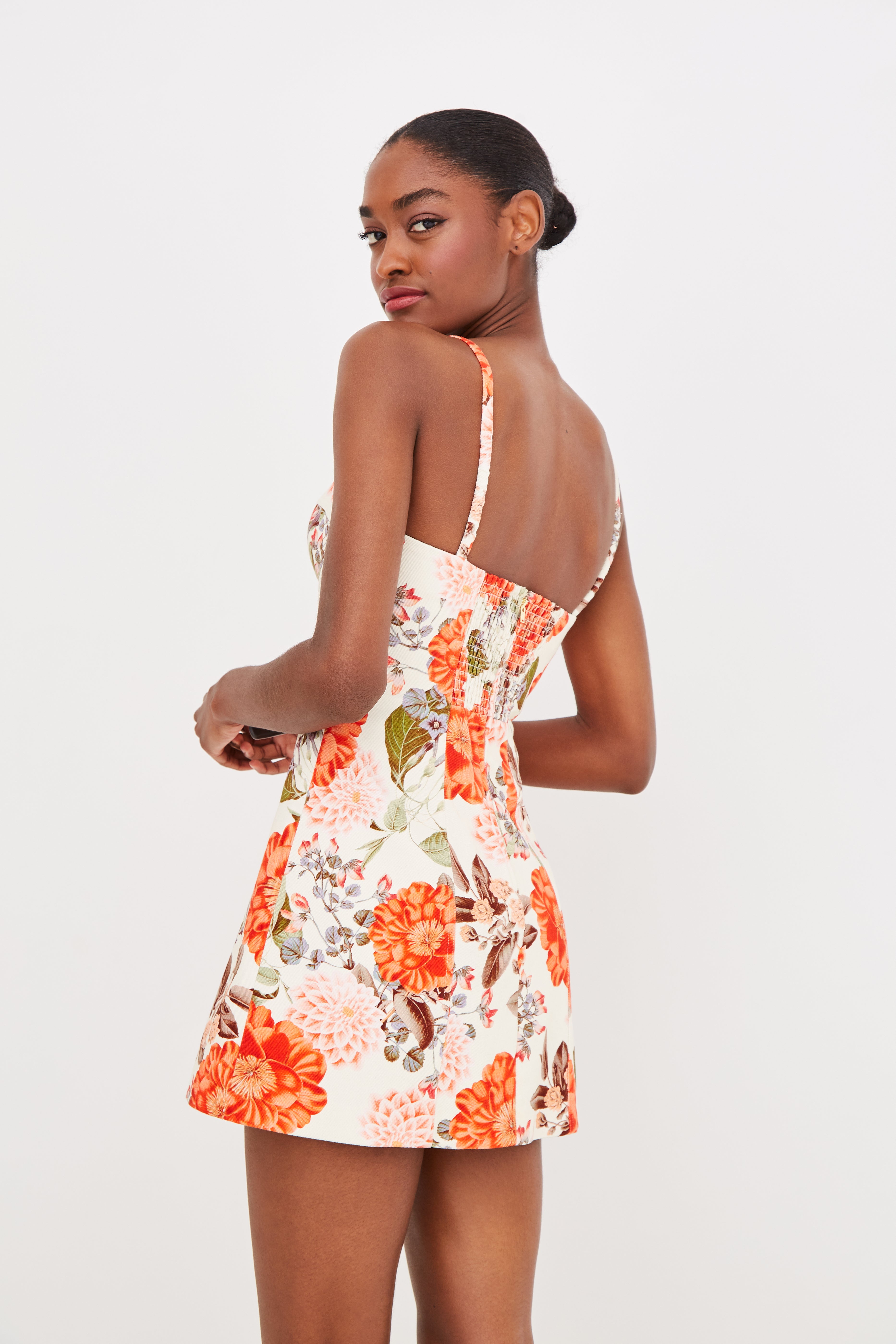 Cara Cara Claudine Mini Dress - Blossoms Egret Cara Cara Claudine Mini Dress - Blossoms Egret