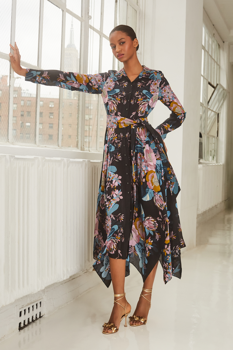 cara cara dresses Rashida Dress Self neckties thread through a center Carmen Dress in Catalina Olive