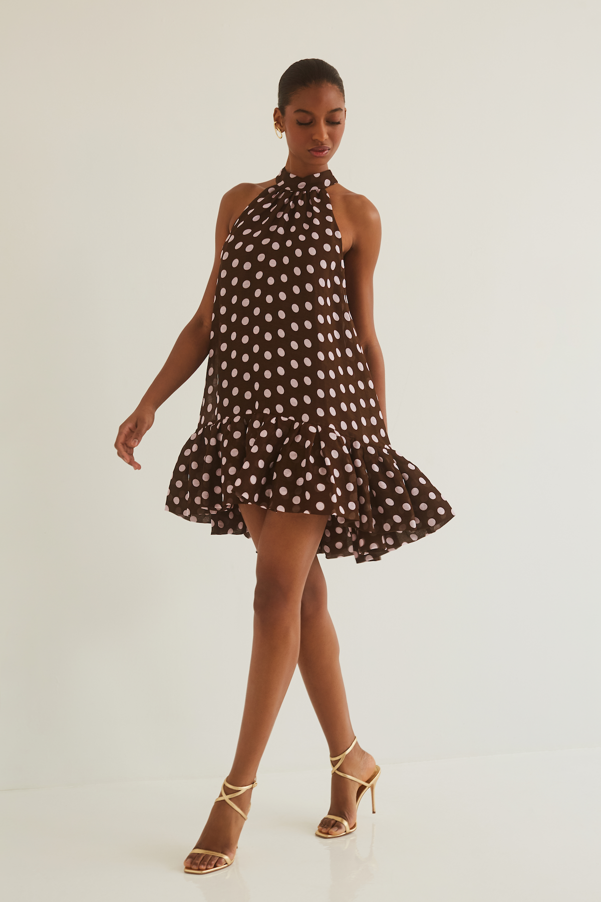 cara cara brown polka dot dress CARA CARA Posie Dress Celeste Spot Ginger