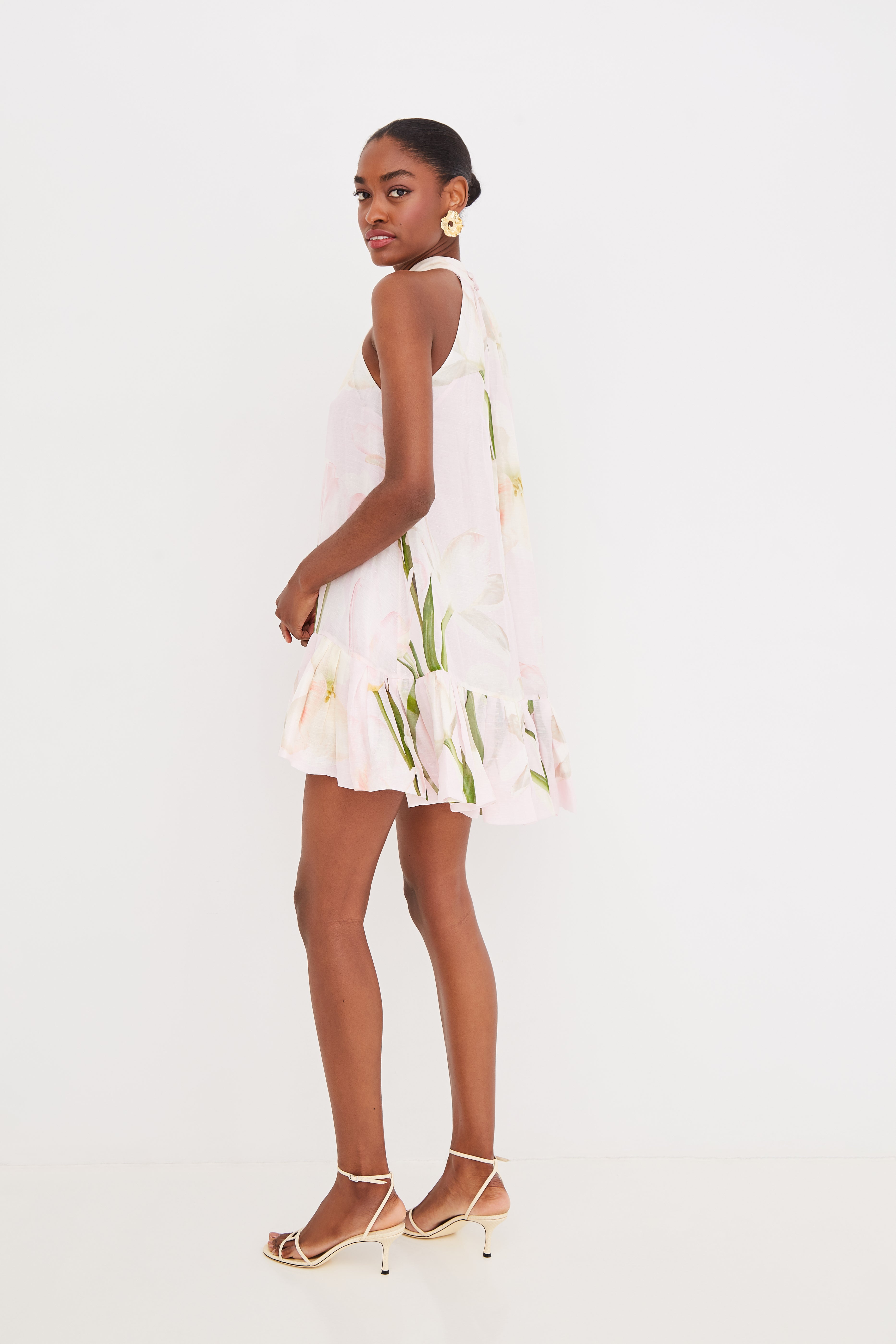 Cara Cara Arca Linen Silk Mini Dress - Lillian Blush - L Cara Cara Arca Linen Silk Mini Dress - Lillian Blush - L