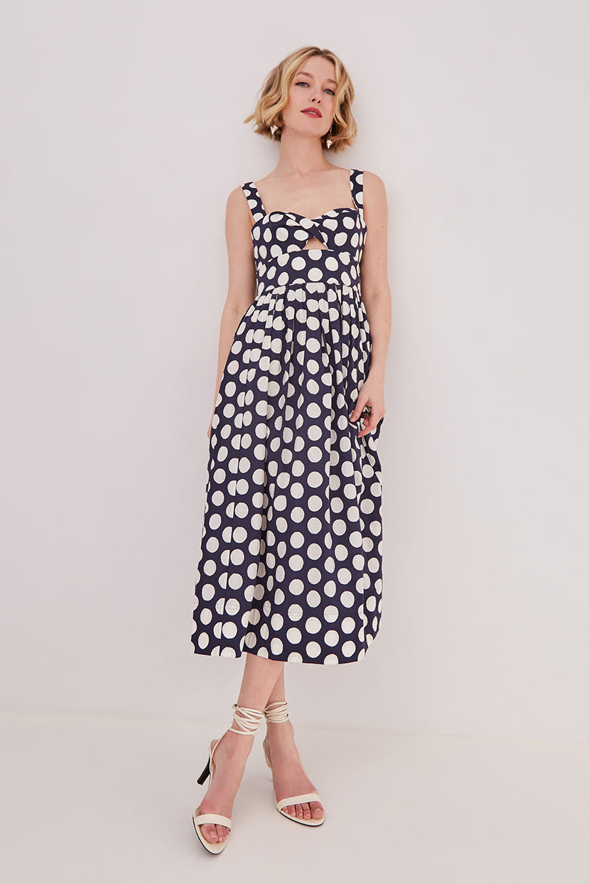 clover midi dress Cara Cara Clover Dress Celeste Dot Navy 6