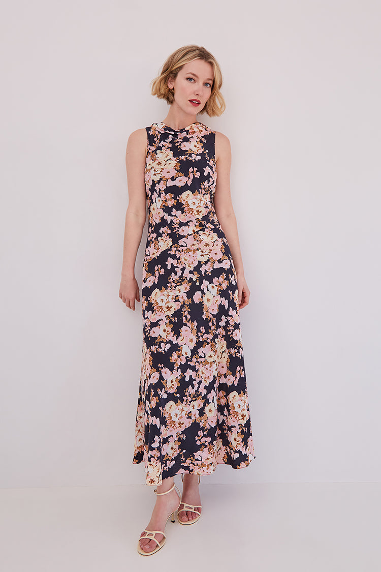 crista cowl neck maxi dress Crystal Dress in Wildair Navy 6