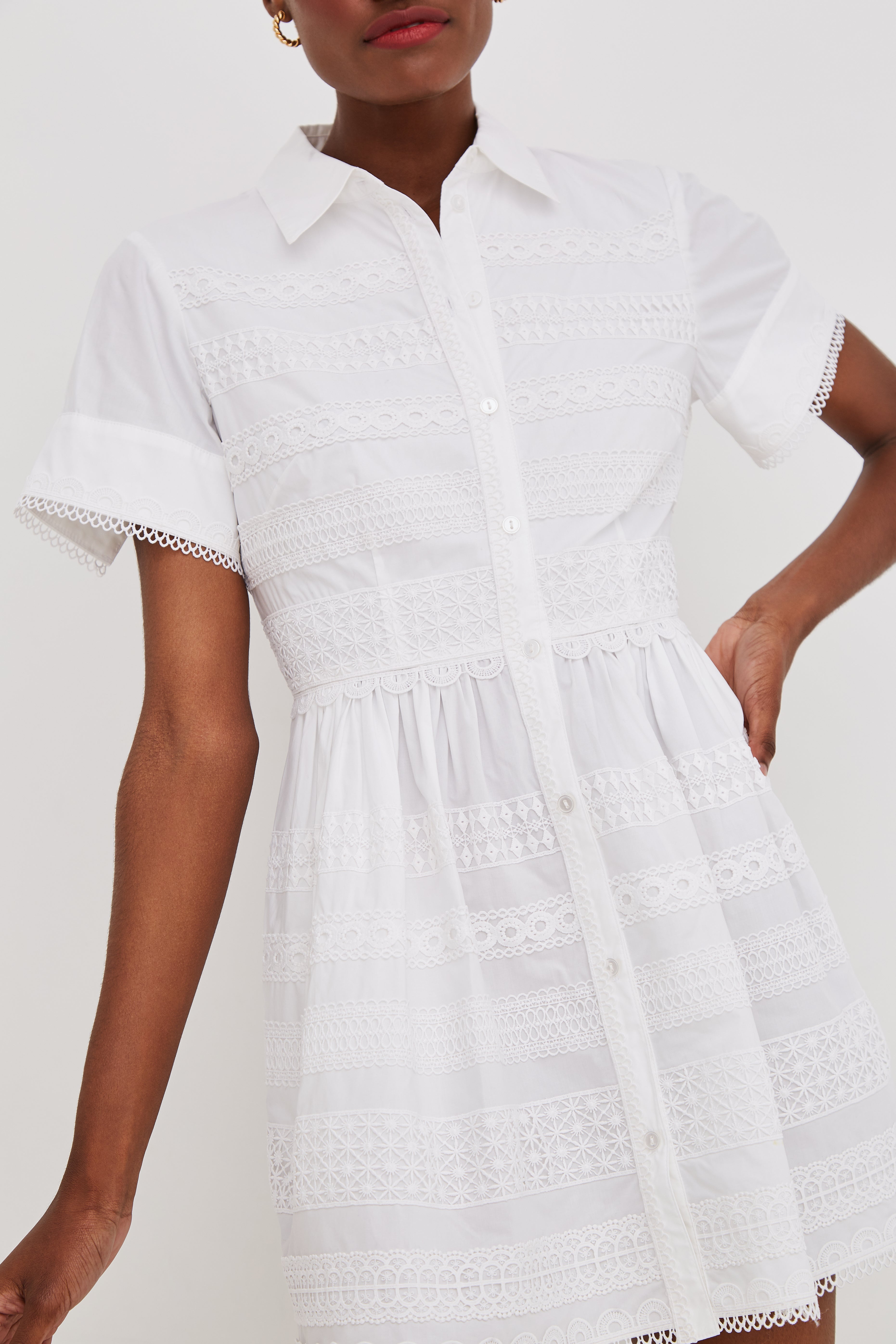 Kai Mini Dress in Lace Inserts White 4 Kai Mini Dress in Lace Inserts White 4