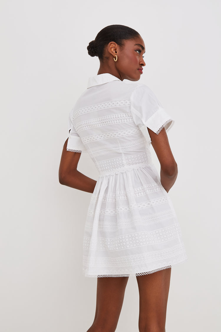 Kai Mini Dress in Lace Inserts White 0 Kai Mini Dress in Lace Inserts White 0