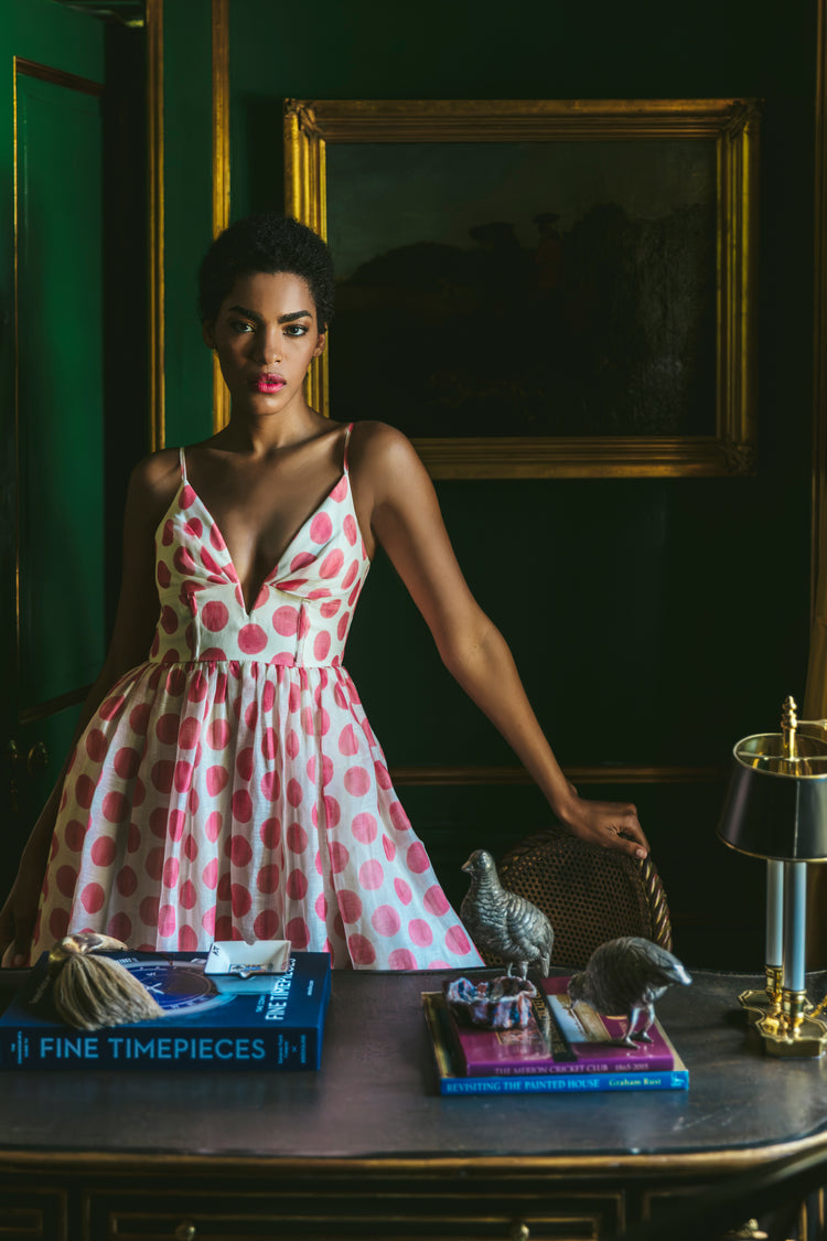 the painted pink dress Pero Silk Midi Dress
