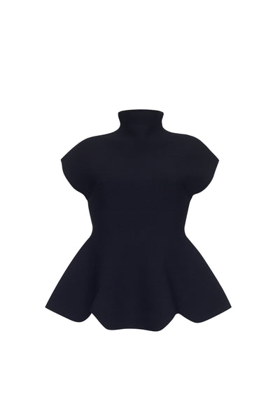 Joanie Mock Neck Peplum Top in Knit | Cara Cara New York
