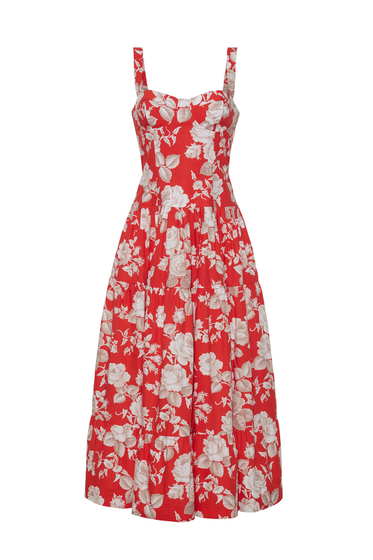 Cara Cara Santiago Midi Dress 00 / Rosebud Red
