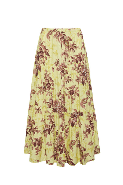 Melanie Tiered Midi Skirt in Cotton Poplin | Cara Cara New York