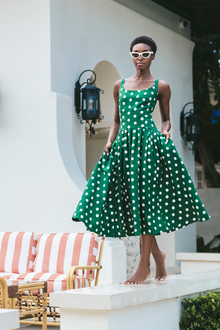 Regio Midi Dress in Polka Dot Green 8