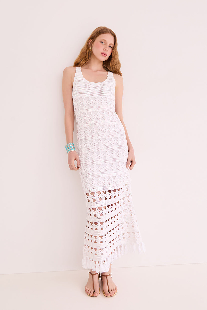 cara cara crochet dress Cara Cara Joan Tassel Dress S / Ivory