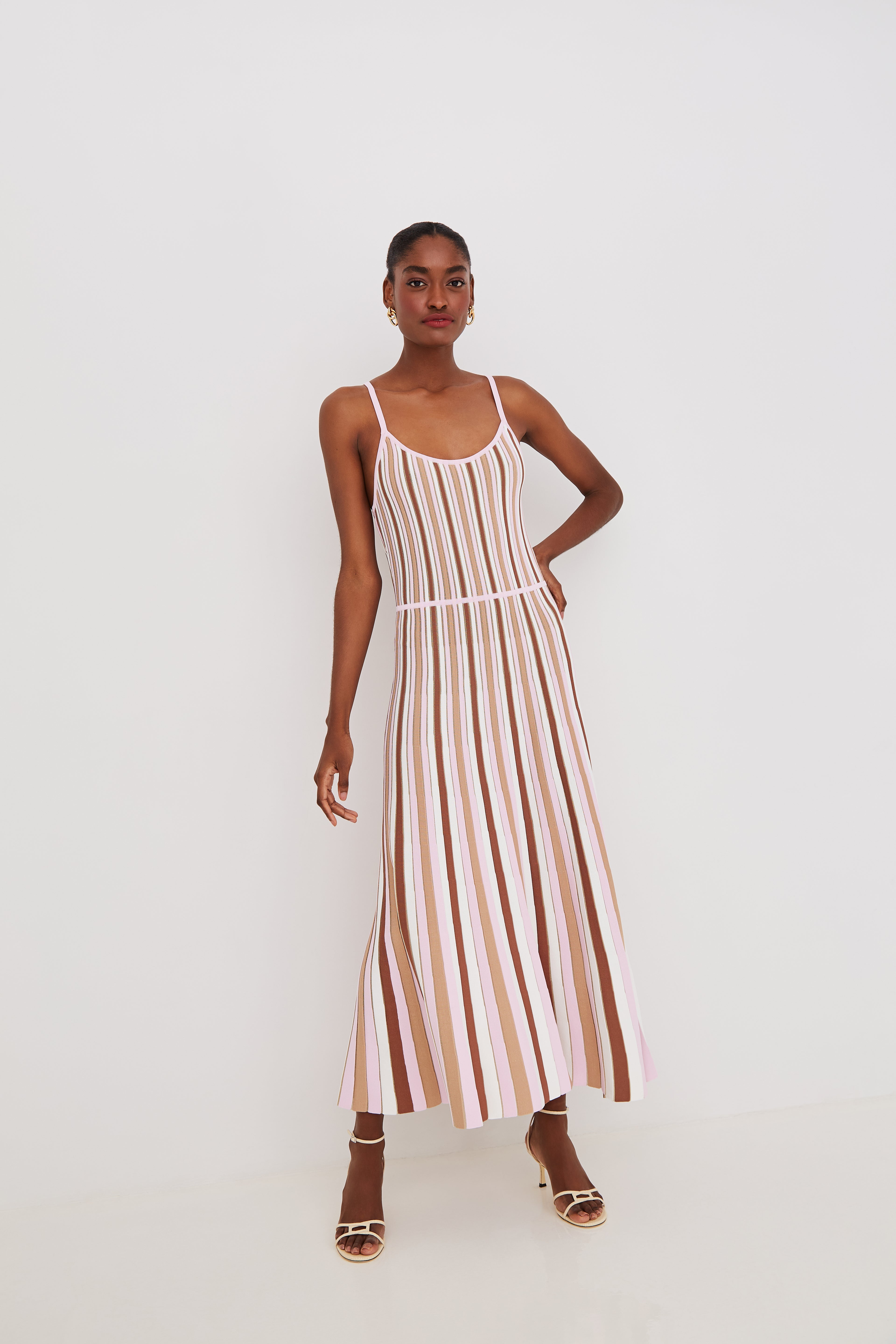 knee length dresses for ladies Margie Dress in Blush Stripe XL