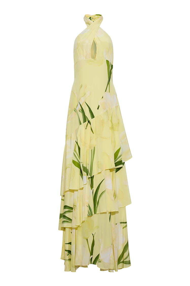 Amethyst Halter Maxi Dress in Silk | Cara Cara New York