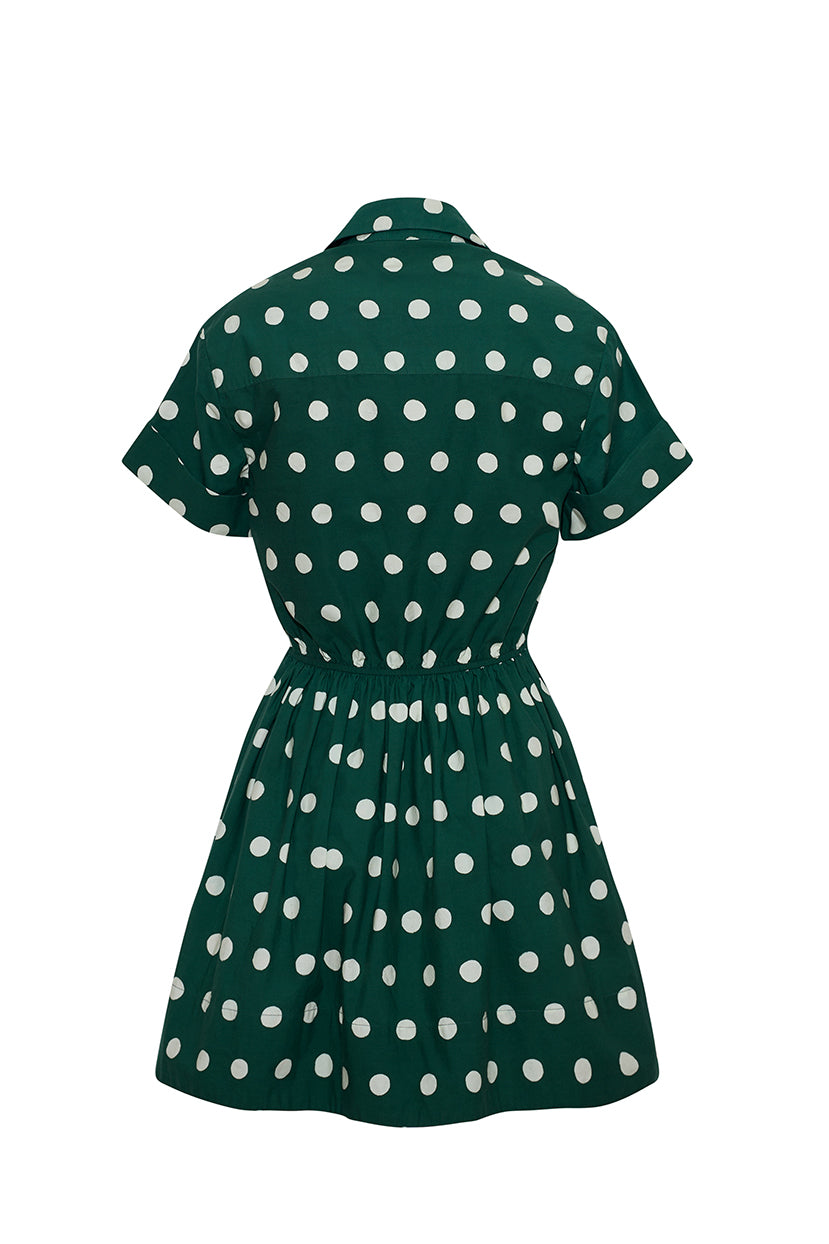 dark green polka dot dress Long Sleeve Floral Polka Dot Dress Green