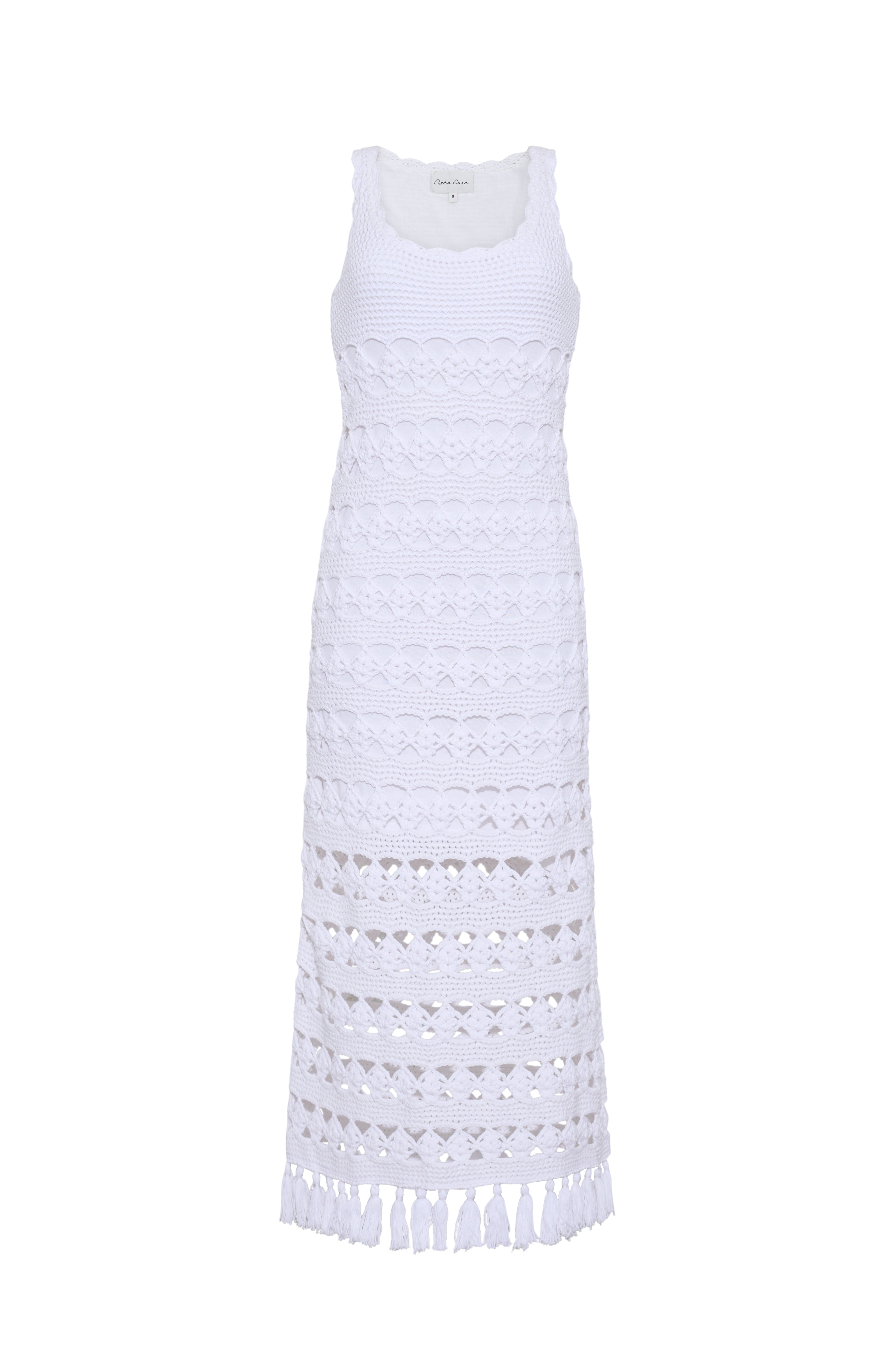 cara cara crochet dress Joan crocheted cotton midi dress - red