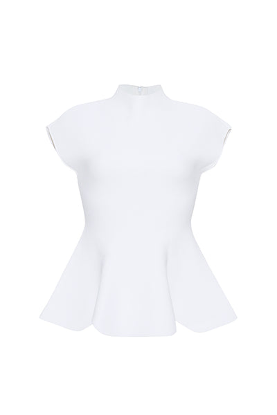 Joanie Mock Neck Peplum Top in Knit | Cara Cara New York