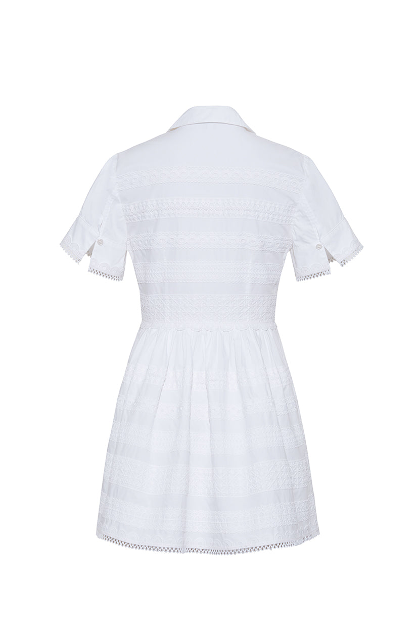 Kai Mini Dress in Lace Inserts White 0 Kai Mini Dress in Lace Inserts White 0