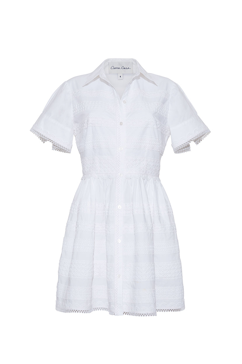 Kai Mini Dress in Lace Inserts White 0 Kai Mini Dress in Lace Inserts White 0