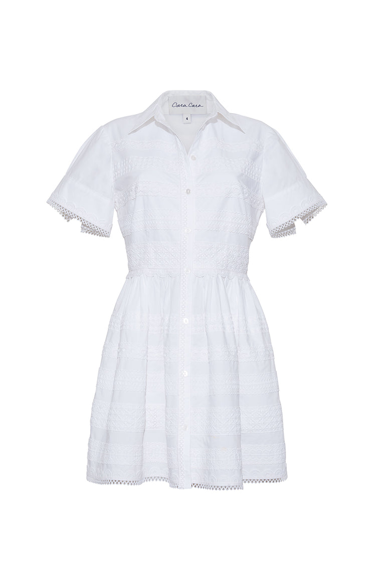 Kai Mini Dress in Lace Inserts White 4 Kai Mini Dress in Lace Inserts White 4