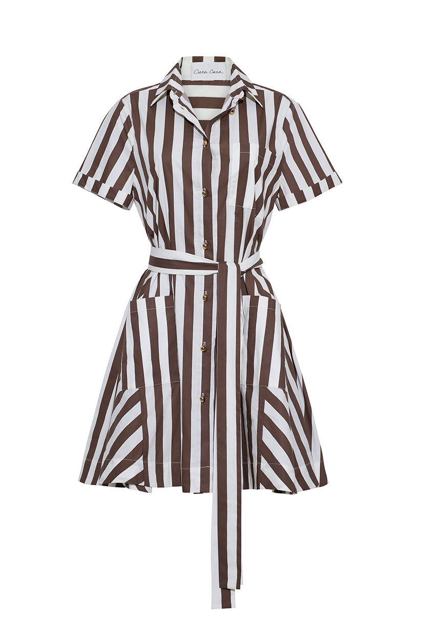ivory and brown dress Light Brown Botanical Print Midi Dress - Shirt Dresses