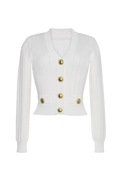 Riu Brushed knit cardigan ホワイト Rちゃん Cusco Croissant Cardigan in Ivory – MIRTH