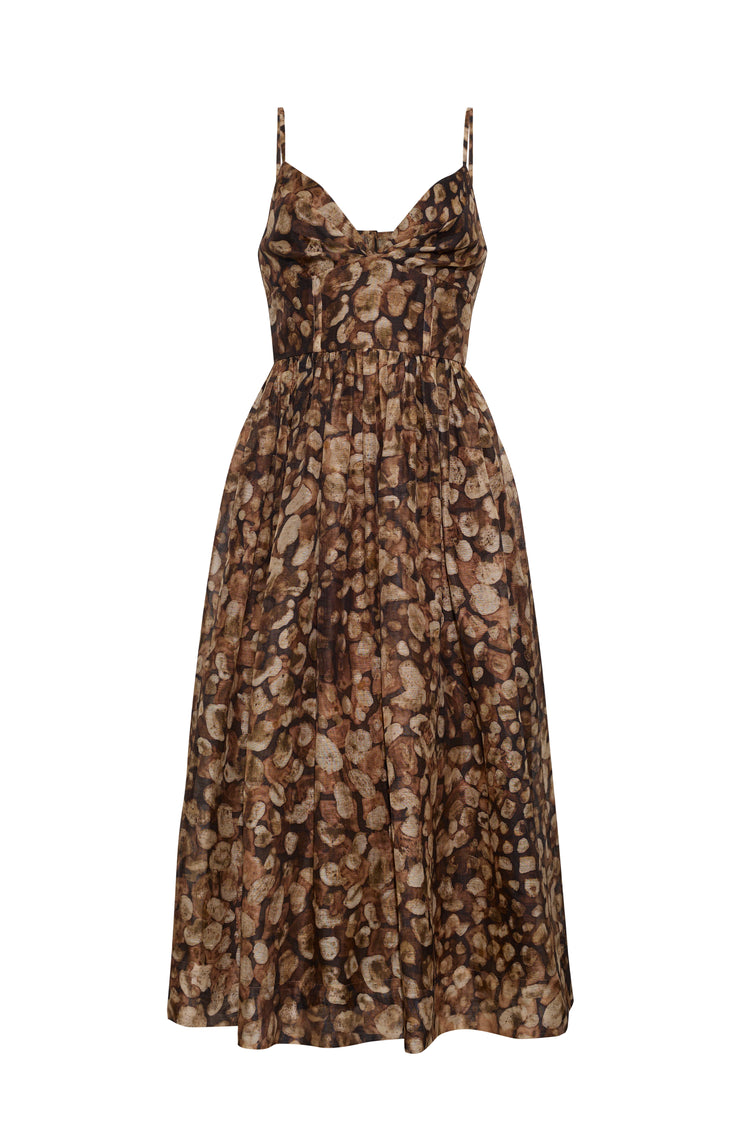 cara cara brown dress Miro Midi in Linen sinfully sweet and dangerously figure skating Color:Nightfall The high neckline brings