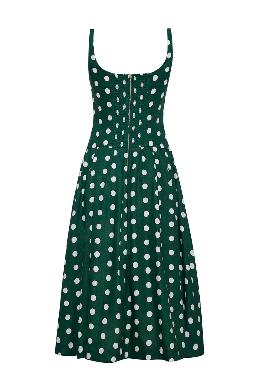 polka dot midi dress product info and reviews Green Polka Dot Tie Neck Midi Dress
