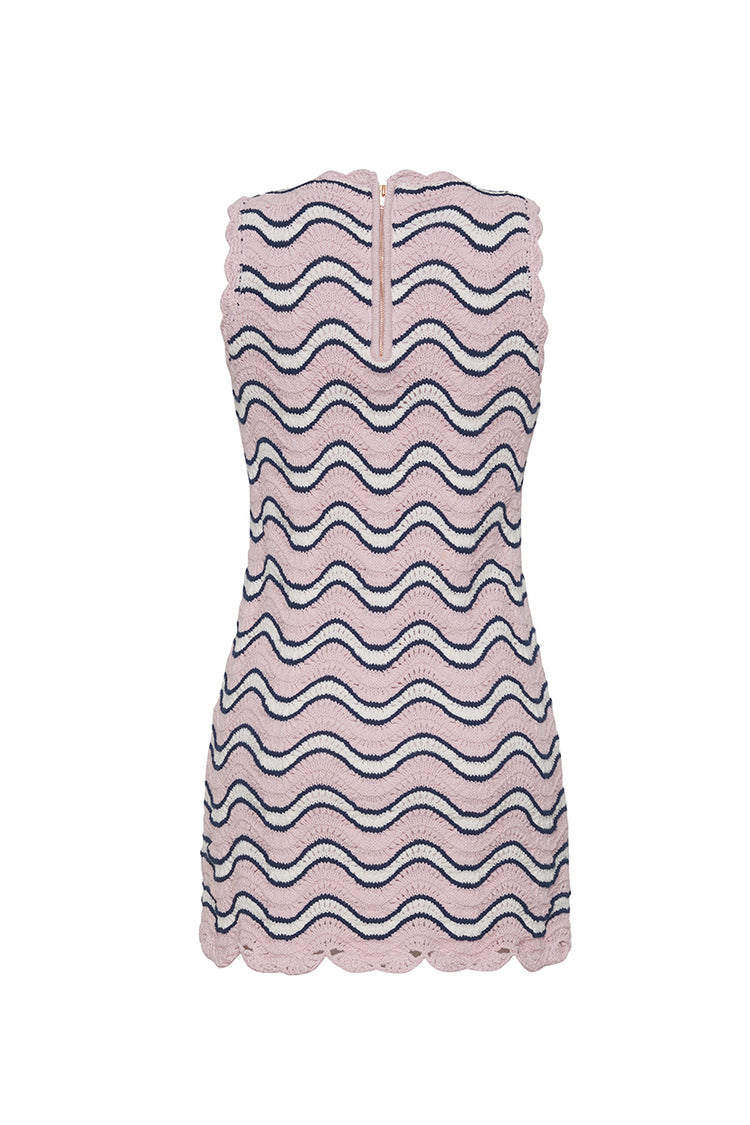 ted baker pink knitted dress Suzi Mini Dress in Pink Blue Crochet Wavy Stripe L