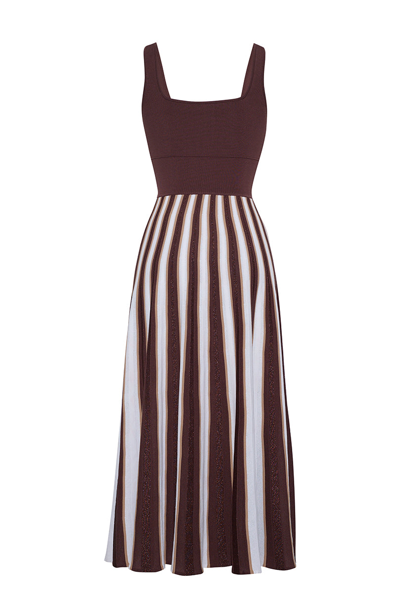 brown and black striped dress Cornell Brown Stripe Maxi Dress - US 6